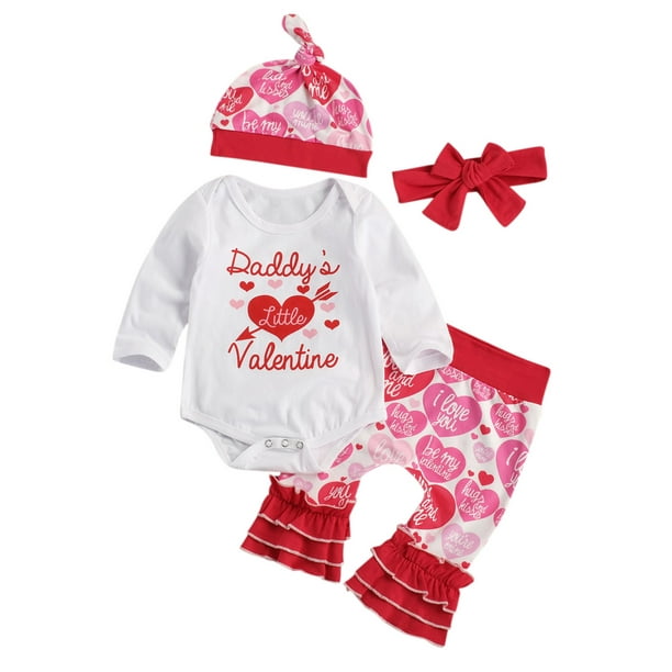 Details about   Newborn Infant Baby Girl Boy Valentine Letter Romper Tops Pants Hat Cap Outfits